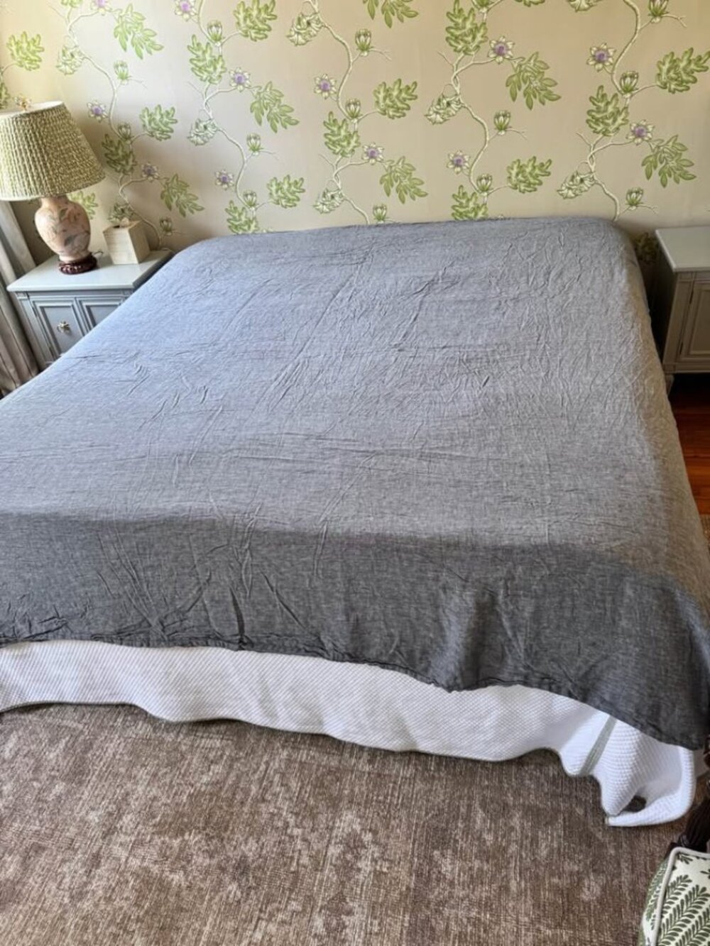 THE CITIZENRY Blue-grey KING/CAL.KING Stonewashed Linen Duvet Cover. NO SHAMS